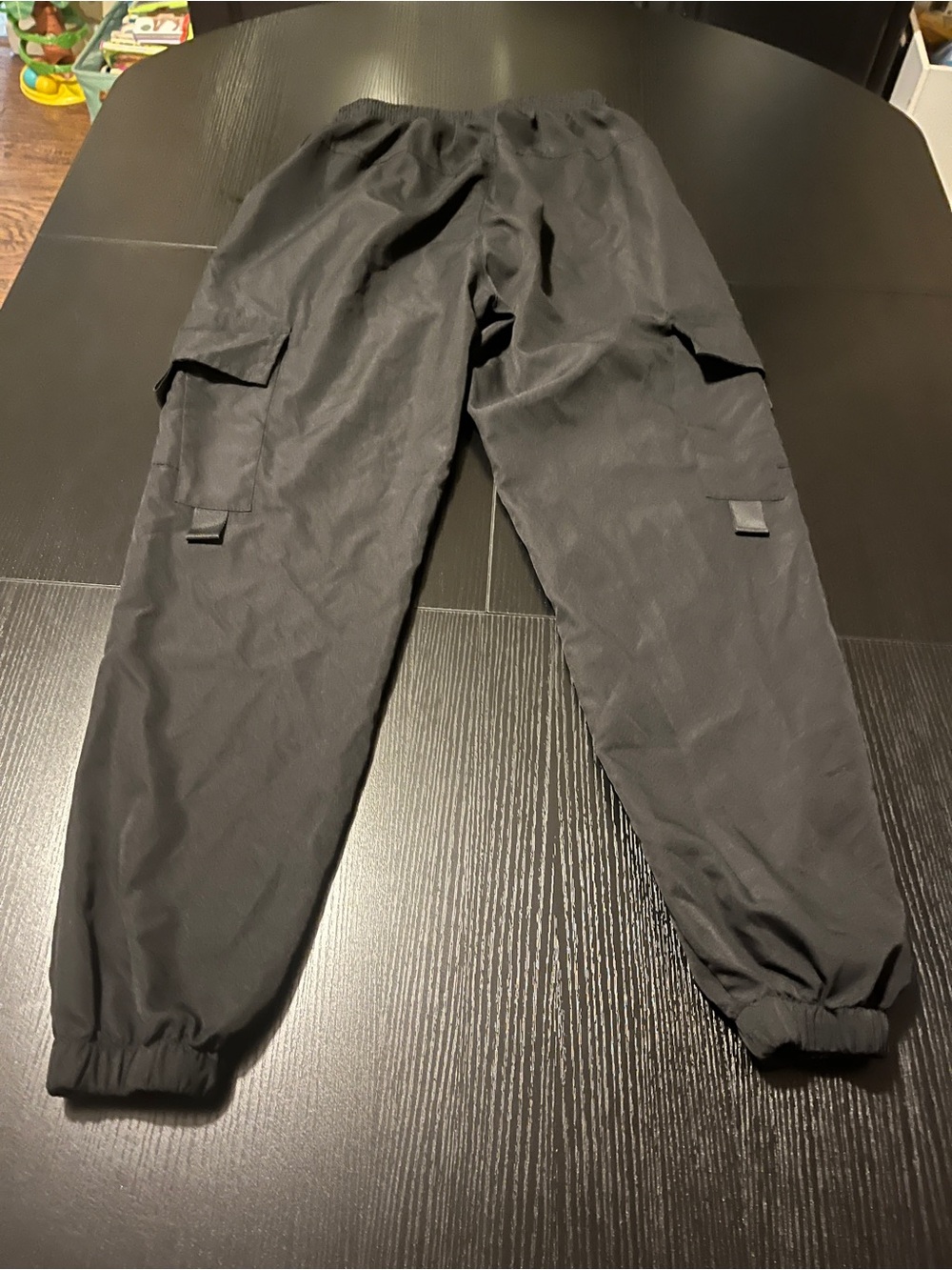 Men's Black Cargo Joggers with Elastic Waist and Drawcord - Picture 2 of 4